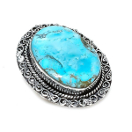 Natural Tibetan Turquoise Gemstone 925 Sterling Silver Jewelry Ring Size 8 q7d13