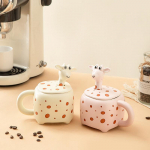 T&uuml;druk Armas Kaane ja Lusikaga Tass Veetass K&otilde;rge V&auml;limusega Keraamiline Tass Kingitus &Otilde;pilase Joogivee Kruus Joonisfilm 400ML