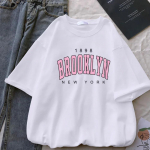 1898 Brooklyn Naine New York Harajuku Top Print Naiste T-s&auml;rk Casual Basics O-krae must s&auml;rk L&uuml;hikeste varrukatega naiste T-s&auml;rgid S