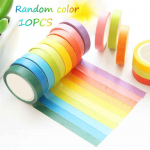 10 tk Rainbow Color Washi teibi komplekt Macaron Colors Kleeplindid Kleebised Dekoratsioon DIY Marker Silt 10Pcs
