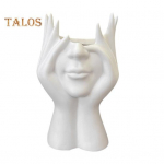 N&auml;olillevaas valge naiseliku n&auml;oga s&ouml;&ouml;gilaua keskpunkt moodne p&otilde;hjamaises stiilis dekoratiivkunstivaas kodu, elutoa, kontori raamaturiiuli kaunistuseks valge