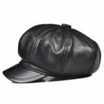 LA SPEZIA Ehtne Nahk Mehed Naised Newsboy M&uuml;ts Lamba Nahast Meeste Baret Vintage K&otilde;rge Kvaliteediga Mees Naine Must Kaheksanurkne M&uuml;ts 55-56CM must