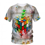 Rubiku kuubik 3D-print T-s&auml;rk Mees Suvine O-kaelusega L&uuml;hikeste varrukatega Suurem&otilde;&otilde;tmeline &Uuml;laosa Vabaaja T-s&auml;rk Lahtine Streetwear Harajaku XS