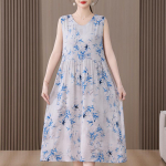 Suur suurus Elegantne naiste suvine kleit Vaba varrukateta pikk kleit Naiste vintage riided XL