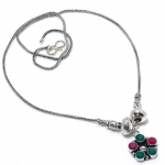 Kashmir Ruby,Emerald(Simulated) Gemstone Handmade Gift Necklace 18 l7e60