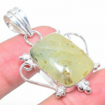 Natural Prehnite Gemstone Handmade 925 Sterling Silver Pendant 1.81 l5d33