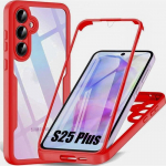 Coque pour Samsung Galaxy S25 Plus (Galaxy S25+) Protection Int&eacute;grale Avant TPU Souple et Arri&egrave;re PC Rigide- Rouge