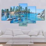 5 paneeli Tahoe j&auml;rve mere kalda maastik L&otilde;uend Maali Loodus Puu Plakatid ja Prindid Seinakunstipildid Kodukaunistus Ilma raamita 20x35cm*2 20x45cm*2 20x55cm*1