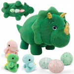 Uus emme-laps seeria L&otilde;bus emme-laps kolmnurkne draakonnukk dinosaurus emme dinosaurusmuna pl&uuml;&uuml;sist m&auml;nguasi kingitus roheline