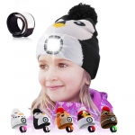 Laste LED-m&uuml;ts USB-laetav esilaterna m&uuml;ts LED-k&auml;ev&otilde;ruga Talvine soe kootud &ouml;&ouml;valgusm&uuml;ts sobib telkimiseks Jooksmiseks K&otilde;ndimiseks 20*18cm valge/must