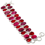 Ruby(Simulated) Gemstone 925 Sterling Silver Bracelet 7-8 s1p02