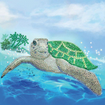Kit carte broderie diamant 18x18cm Tortue mitmev&auml;rviline