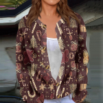 Moodne naiste j&otilde;ulutr&uuml;kiga pikkade varrukatega kootud kardigan-n&ouml;&ouml;biga jakk XXXL