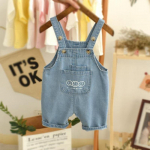 Baby Boy Solid Denim Kombinesoonid Laste Jean P&uuml;ksid Imiku Jumpsuit Laste Riided Laste Kombinesoonid S&uuml;gises T&uuml;drukute Komplektid 80cm taevasinine v&auml;rv
