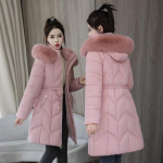 S&uuml;gis Talv Naiste Parkad Korea Mood &Uuml;hev&auml;rvilised Karusnahast Kraega Kapuutsiga Taskutega Lukuga Korsett Paksenenud Pikk Kampsun Sulemantlid Pealsed XXL roosa