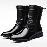 Meeste Nahksaapad K&otilde;rge Kvaliteediga Mustad Mootorrattasaapad Disainer Punk Rock Keskmise s&auml;&auml;rega Saapad Moodsad K&otilde;rge s&auml;&auml;rega Jalan&otilde;ud Botas Masculino 43 must