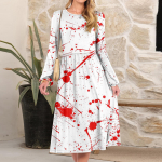 Women's fashionable loose Halloween printed round-neck dress S
