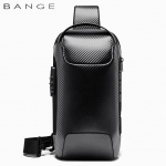 Bange uuendatud meeste veekindel multifunktsionaalne s&uuml;sinikkiust mustriga ristkeha kott USB-rihmaga &otilde;lakott Messenger rinnakott Pakk 34 x 18 x 10 cm