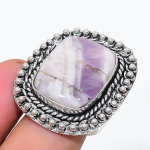 Natural Chevron Amethyst Gemstone 925 Sterling Silver Jewelry Ring Size 9 y0o61