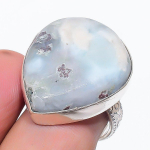 Natural Larimar Gemstone Handmade 925 Sterling Silver Jewelry Ring Size 7 b8d81