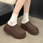 Suede platvormiga naiste puuvillased sussid keskmise kontsaga disainmules kingad Uus br&auml;nd 2025 trend Talvine soe k&otilde;ndimine lumi Botas De Mujer 40 white