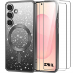 Coque de Protection - BOOLING - Samsung Galaxy S25 FE - Silicone Souple - Noir Scintillant - Antichoc