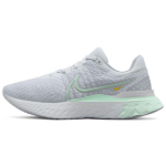 Nike React Infinity Run Flyknit 3 Puhta plaatina m&uuml;ndivahu naiste tossud Hall Valge Vaevu-roheline DD3024-007 35.5