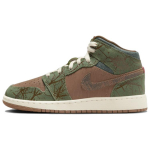 Air Jordan 1 Mid GS Treeline Laste tossud Pruun Archaeo-Brown Kookospiim FQ8101-200 38.5