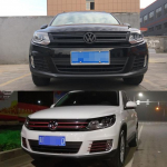 Sobib 13-17 Tiguanile: S&uuml;sinikkiust Esiv&otilde;re Kaitseraua Kleebis Auto Kere Kaunistamiseks 3D Carbon Fiber Black/All Black Grille Sticker