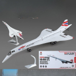 1/168 Sulamist Concorde'i &uuml;lehelikiirusega keskmise lennukaugusega lennukimudel Metallist tsiviilreisijate transpordilennuki mudel Heli ja valgus Laste kingitus