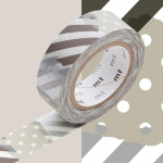 Masking Tape MT 15 mm Pois - rayure gris & noir h&otilde;be