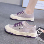 Women's mesh breathable white shoes summer new board shoes hollow lace up board shoes student Korean version women's shoes 40 lilla