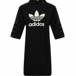 Adidas Originals Trefoil Teemaline Logo Prindiga &Uuml;mmarguse Kaelusega Kitsa L&otilde;ikega Vabaaja Spordipikkade Varrukatega Kleit Naiste kleidid Must DP8593 30