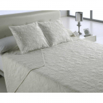 Couvre-lit boutis moderne - Casa Campo - 230x260 cm - Blanc Ivoire - Microfibre - Lit 135 cm - Rembourrage fin valge