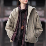 Talvised puuvillased ja linased naiste riided Vintage puuvillased kapuutsiga pargid n&ouml;&ouml;biga pikkade varrukatega soojad mantlid Hiina stiilis naiste parkad One Size kohv