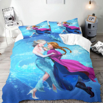 K&uuml;lmunud printsess Elsa ja Anna Anime tekikottide komplekt Mugav tr&uuml;kitud multifilmikujuline kaheinimesevoodi komplekt J&otilde;ulukingitused 3-osaline EU Single(135*200cm)3pcs