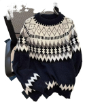 Meeste &Uuml;mmarguse Kaelusega Retro Fair Isle Raskekaaluline Islandi Kampsun - S&uuml;gis/Talv Kudumid 2XL