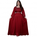 Abaya kleit naistele Eid Ramadan palve islami riided pikkade varrukatega &uuml;mara kaelusega Dubai t&uuml;rgi &otilde;htukleit M punane