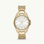 Michael Kors Whitney kolme osutiga valge sihverplaadi ja kuldse terasrihmaga k&auml;ekell naistele - MK6693 valge