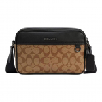 Coach Graham Classic Monogram T&otilde;mblukuga PVC ja Nahast T&otilde;mblukuga K&auml;e- ja &Otilde;lakott Crossbody Keskmine Meeste kotid Khaki Must C4149-QBKHA Basic Set (Bag+Dust Bag)