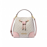 Michael Kors MK Mercer 18 Klassikaline Monogramm T&otilde;mblukuga Sulgemine Kaetud L&otilde;uend ja Puuvill &Auml;mbrikott Naiste kotid Valge Roosa 35F2GM9M1B-640 Basic Set (Bag+Dust Bag)