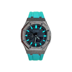CASIO Unisex Vedelkristall/Analoog Kahekordse N&auml;idikuga Seeria 48,5 mm Must Kell GA-2100-1A1- Ice Blue Elegance