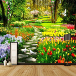 3D loodusmaastiku tapeet Lilled Muru Rada Seinamaalid Elutuba Magamistuba Seina Seinamaalid Dekoratsioon 200 cm(W) x 140 cm(H)