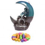 Crescent Moon Backflow viirukihoidja 20 viirukikoonusega Lootoselehe noorkuu purskkaev Waterfall Keraamiline viirukip&otilde;leti Kodukaunistus