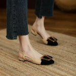 Naine Kevadine vabaaja kandiline varvas Madal pehme tallaga kingad Lolita Balleriin Punased Lamedad Naiste Elegantne Prantsuse Retro Lukk Mary Janes 40 khaki