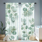 2-osaline eukaliptilehtedega tr&uuml;kitud kardinad Pol&uuml;ester akna kardinad Elutuba Magamistuba Kodu kaunistus Kardinad Valmistatud Istumise Ravi W100*H140(CM)-Grommet top&2PCS