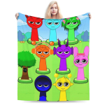 Sprunki M&auml;ng Hirmutav Muusika Tekid Fliis Naljakas Soe Visketekk Voodi Diivani jaoks K&otilde;ik Aastaajad 125x150cm (50x60inch)