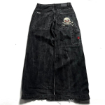 RogueWave Y2K Mood L&otilde;dvad Sirged Teksap&uuml;ksid T&auml;navahip Hop Vintage &Uuml;le suuruse Laiad P&uuml;ksid Unisex P&otilde;randani Teksap&uuml;ksid M black