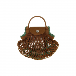 Longchamp Le Pliage Kollektsioon Logo V&auml;rviplokk Disain Puuvillane L&otilde;uend Mini Ristkeha Kandekott Naiste Kotid Pruun Roheline 10139HGW004 Basic Set (Bag)