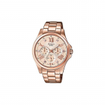 Casio SHEEN seeria kolme silma ja kolme ringiga disainiga roosakuldne kristallkell &auml;rikvartsliikumine roostevabast terasest rihm Jaapani SHE-3806PG-9A kuld